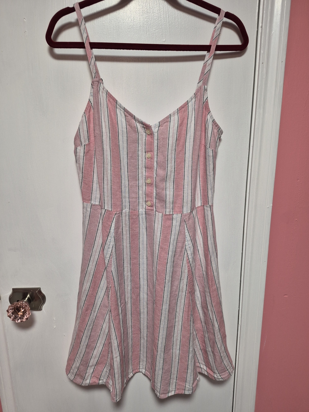 GAP Pink and White Striped Dress with Navy Trim
